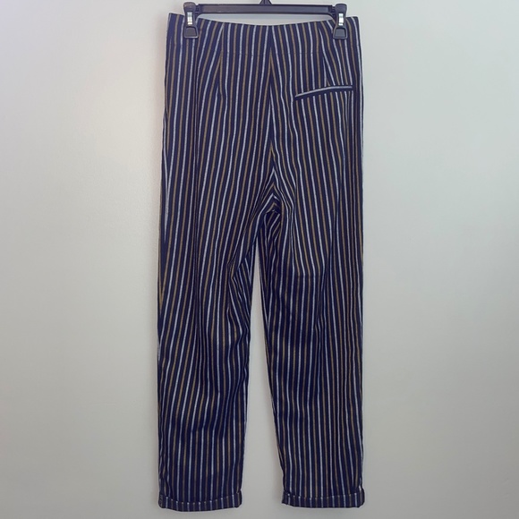 EUC Topshop High Waisted Stripe Pants Trousers Pleated Button Front Size 4 - Picture 10 of 11